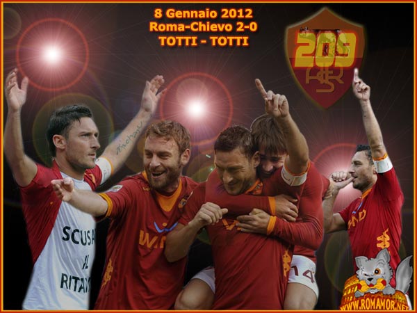 Roma-Chievo 2-0 - Totti arriva a 209